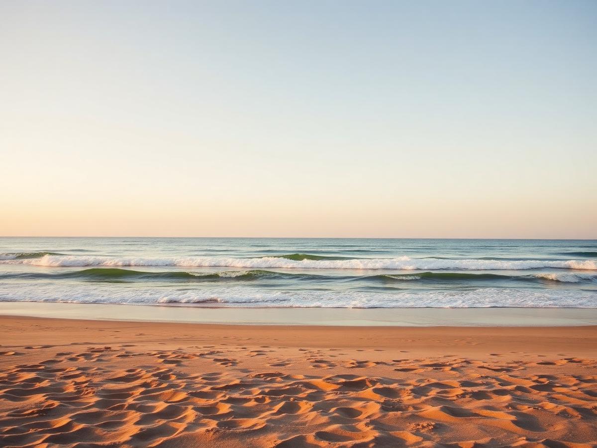 Quiet New Jersey shore at golden hour